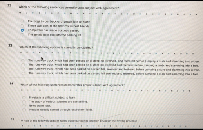 Sentence correct agreement verb subject choose